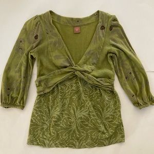 ANTHROPOLOGIE LANGUAGE TOP SHIRT XS S